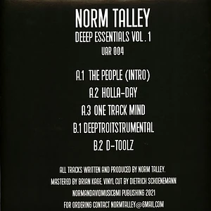 Norm Talley - Deep Essentials Volume 1 2022 Repress