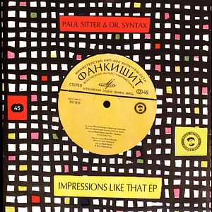 Paul Sitter - Impressions Like That Ep Black Vinyl Edition
