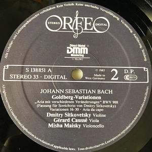 Johann Sebastian Bach - Dmitry Sitkovetsky, Gérard Caussé, Mischa Maisky - Goldberg Variationen - Fassung Für Streichtrio - Version For String Trio - Version Pour Trio A Cordes
