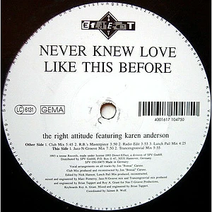 The Right Attitude Feat. Karen Anderson - Never Knew Love Like This Before