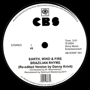 Earth, Wind & Fire - Brazilian Rhyme / Runnin' (Re-Edited By Danny Krivit) 2023 Black Vinyl Repress