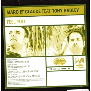 Marc Et Claude Feat. Tony Hadley - Feel You