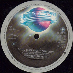 Pointer Sisters - Save This Night For Love