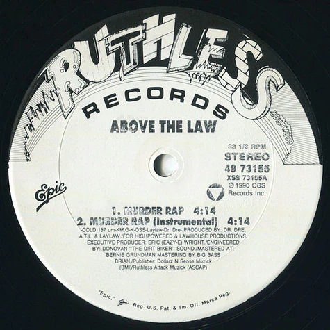 Above The Law - Murder Rap B/W Another Execution