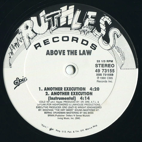 Above The Law - Murder Rap B/W Another Execution