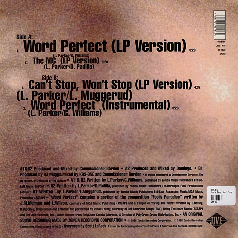 KRS-One - Can't Stop, Won't Stop / The MC / Word Perfect