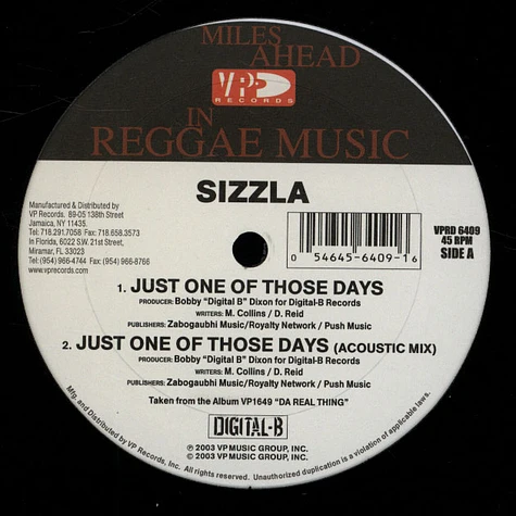 Sizzla - Just one of those days