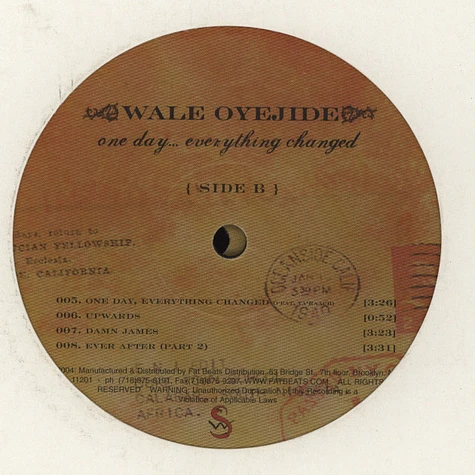 Wale Oyejide (aka Science Fiction) - One day ... everything changed