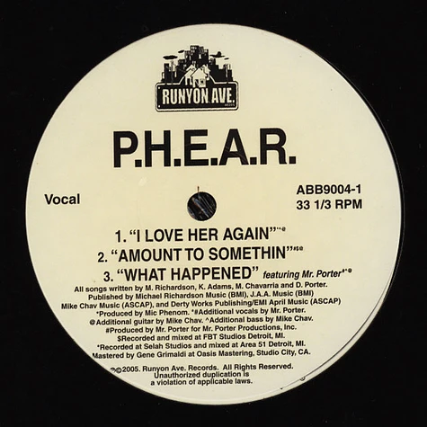 P.H.E.A.R. - I Love Her Again / Amount To Somethin / What Happened