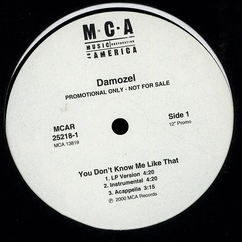 Damozel - You Don't Know Me Like That