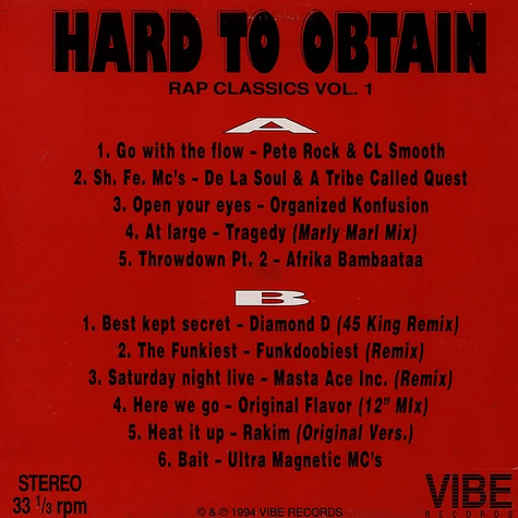 V.A. - Hard to obtain rap classics volume 1