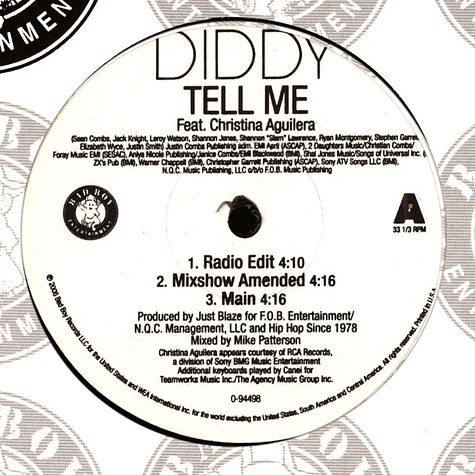 Diddy - Tell me feat. Christina Aguilera