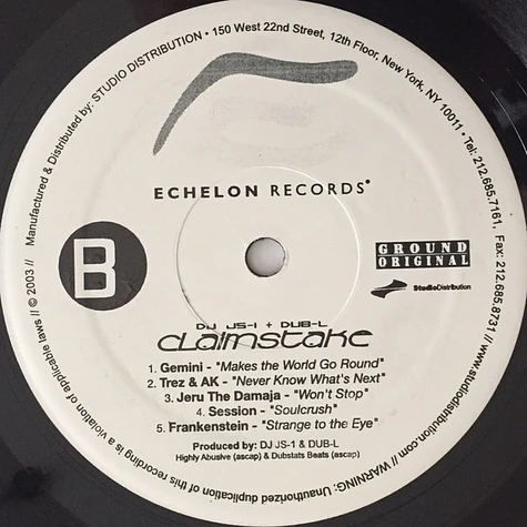 DJ JS-1 & Dub-L - Ground Original Presents: Claimstake