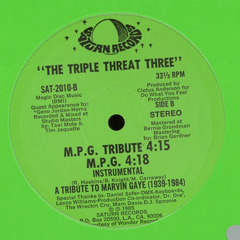 The Triple Threat Three - M.P.G. rap - a tribute to Marvin Gaye
