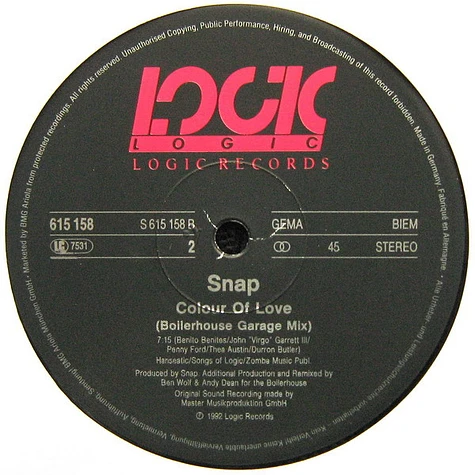 Snap! - Colour Of Love (Remix) (The Boilerhouse Mixes)