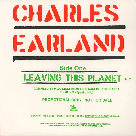 Charles Earland / DG9 - Leaving This Planet / Left This Planet (Gone)