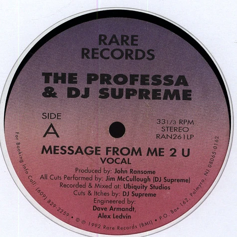 The Professa & DJ Supreme - Message From Me 2 U