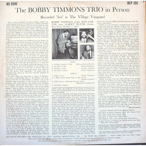 The Bobby Timmons Trio - In Person