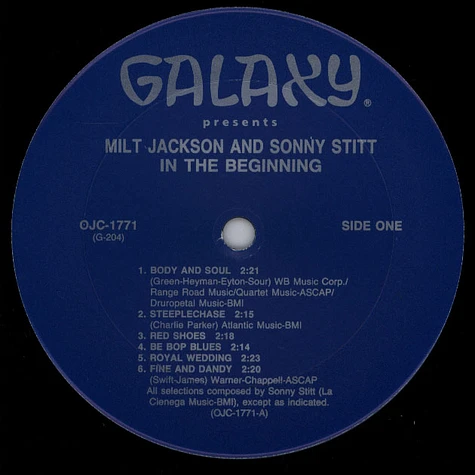 Milt Jackson / Sonny Stitt - In The Beginning