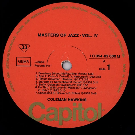 Coleman Hawkins - Masters Of Jazz 4