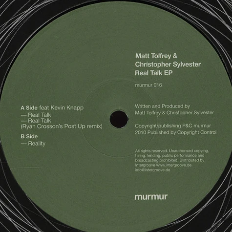 Matt Tolfrey & Christopher Sylvester - Real Talk EP