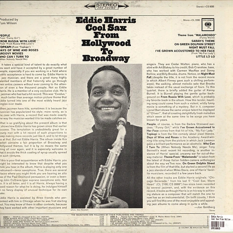 Eddie Harris - Cool Sax From Hollywood To Broadway