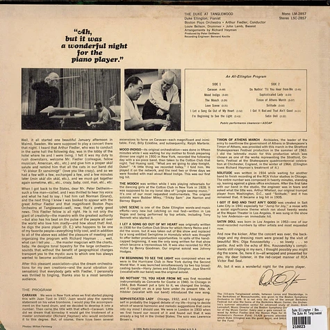 Duke Ellington • The Boston Pops Orchestra • Arthur Fiedler - The Duke At Tanglewood