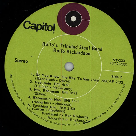 Rolfo's Trinidad Steel Band - Mrs. Robinson