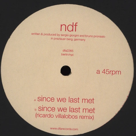 NDF - Since We Last Met Ricardo Villalobos Remix
