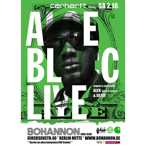 Aloe Blacc - Konzertticket für Berlin, 02.10.2010 @ Bohannon