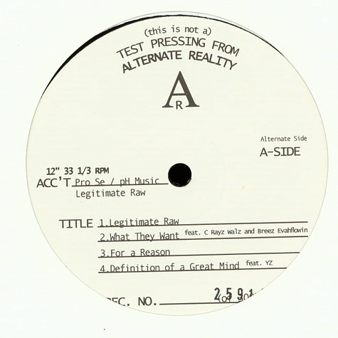 Alternate Reality (Cadence of Raw Produce & Dumi Right) - Legitimate Raw EP