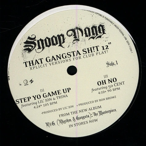 Snoop Dogg - That Gangsta Sh!t 12"
