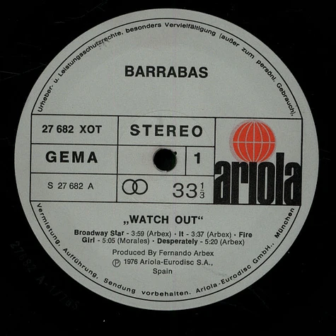 Barrabas - Watch Out