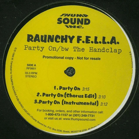 Raunchy Fella - Party On / The Handclap