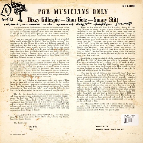 Stan Getz / Dizzy Gillespie / Sonny Stitt - For Musicians Only