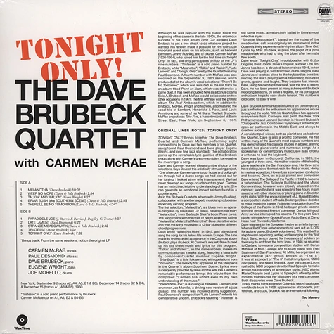 The Dave Brubeck Quartet - Tonight Only! - Carmen Mcrae