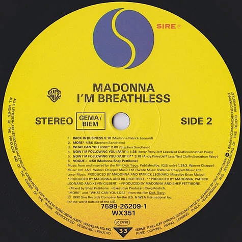 Madonna - I'm Breathless (Music From And Inspired By The Film Dick Tracy)