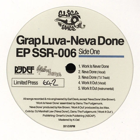 Grap Luva & Damu The Fudgemunk - Neva Done EP