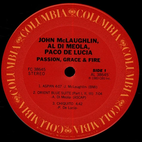 John McLaughlin / Al Di Meola / Paco De Lucia - Passion, Grace & Fire