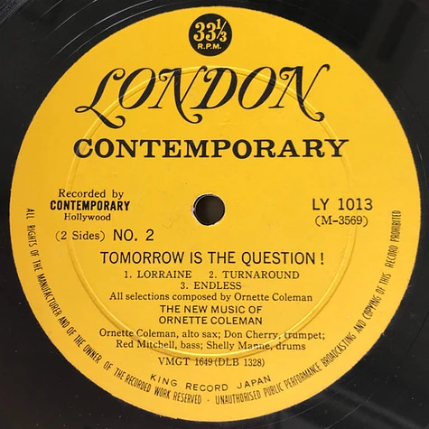 Ornette Coleman - Tomorrow Is The Question! - Vinyl LP - 1959 - JP
