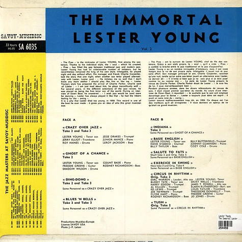 Lester Young - The Immortal Lester Young Vol.2