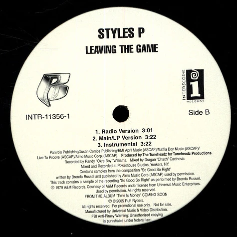 Styles P - I'm Black / Leaving The Game