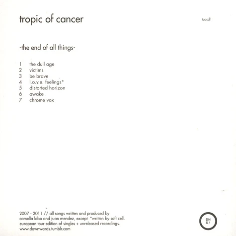 Tropic Of Cancer - The End Of All Things
