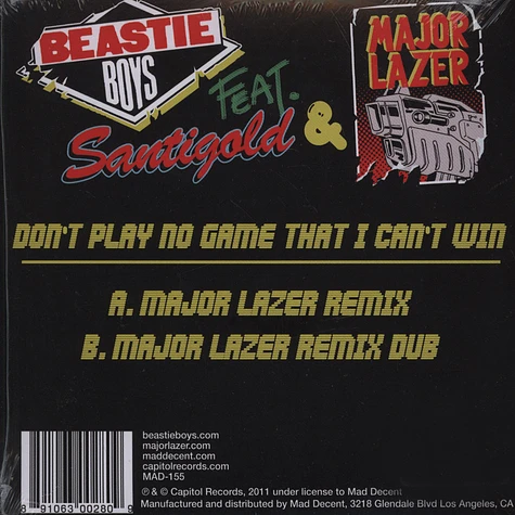 Beastie Boys - Don't Play No Game That I Can't Win Major Lazer Remix feat. Santigold