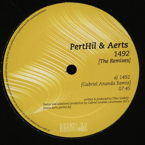 PertHil & Aerts - 1492 Remixes