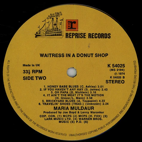 Maria Muldaur - Waitress in a donut shop