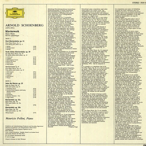 Arnold Schoenberg / Maurizio Pollini - Das Klavierwerk / The Piano Works