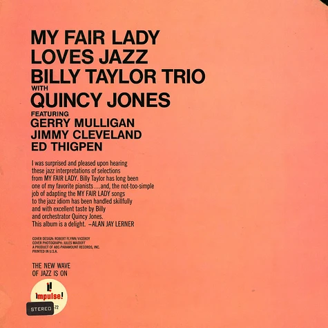 Billy Taylor Trio With Quincy Jones - My Fair Lady Loves Jazz