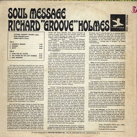 Richard "Groove" Holmes - Soul Message