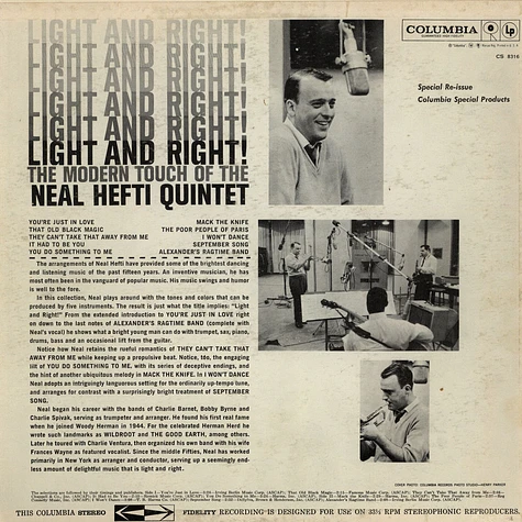 Neal Hefti Quintet - Light And Right! (The Modern Touch Of The Neal Hefti Quintet)